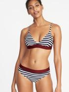 Old Navy Womens Exposed-elastic Swim Top For Women Navy Stripe Size M