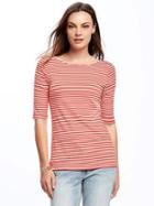 Old Navy Classic Fitted Ballet Back Tee For Women - Red Stripe