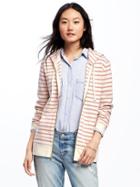 Old Navy Relaxed Full Zip Striped Hoodie For Women - White Stripe
