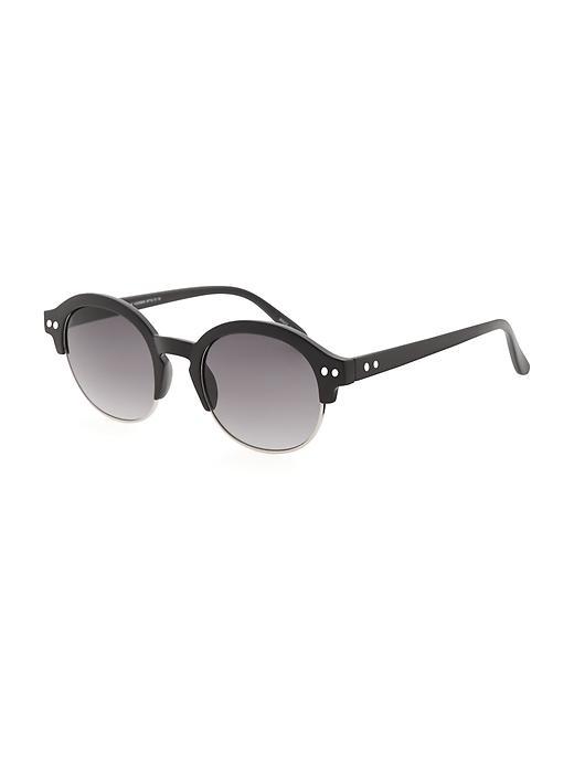 Old Navy Round Half Frame Sunglasses For Women - Thin Black