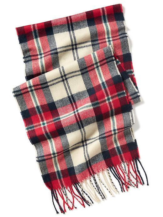 Old Navy Plaid Flannel Fringe Scarf For Men - Multi Plaid
