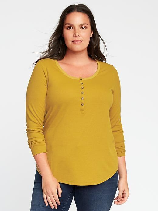 Old Navy Womens Semi-fitted Plus-size Henley Gold Bars Size 3x
