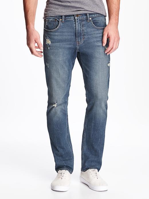 Old Navy Slim Fit Distressed Jeans For Men - Light Wash