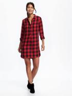Old Navy Plaid Shirt Dress For Women - Red Plaid