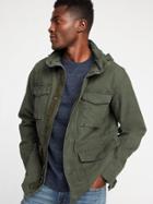 Old Navy Mens Canvas Built-in Flex Stowaway-hood Military Jacket For Men Olive Size Xs
