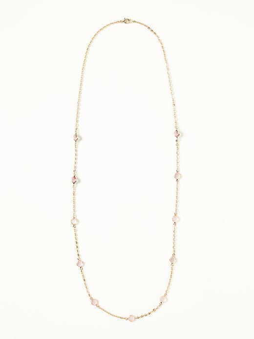 Old Navy Crystal Stone Chain Necklace For Women - Pink Cloud