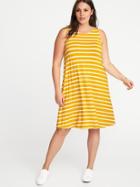 Old Navy Womens Sleeveless Plus-size Jersey-knit Swing Dress Lemon Stripe Size 2x