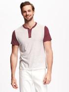 Old Navy Jersey Henley Tee For Men - Oatmeal