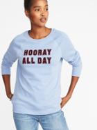 Old Navy Womens Relaxed Graphic Crew-neck Sweatshirt For Women Hooray All Day Size Xs