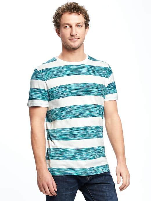 Old Navy Soft Washed Space Dye Stripe Tee For Men - Green Medallion
