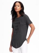 Old Navy Relaxed Graphic Crew Neck Tee For Women - B85 Dark Heather Grey