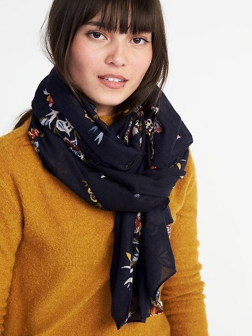 Old Navy Womens Lightweight Printed Scarf For Women Large Blue Floral Size One Size