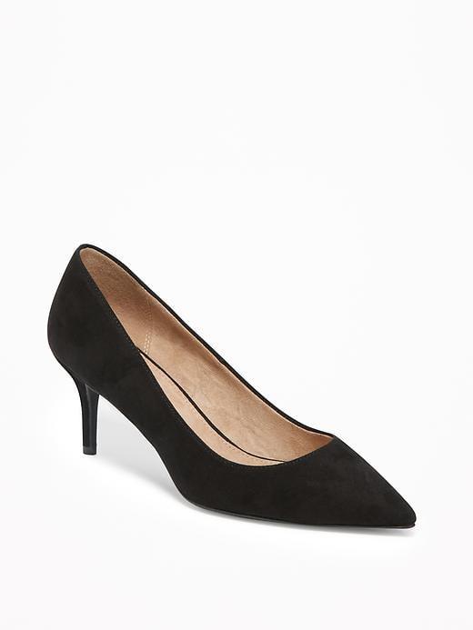 Old Navy Sueded Mid Heel Pointy Toe Pumps For Women - Black