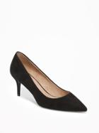 Old Navy Sueded Mid Heel Pointy Toe Pumps For Women - Black