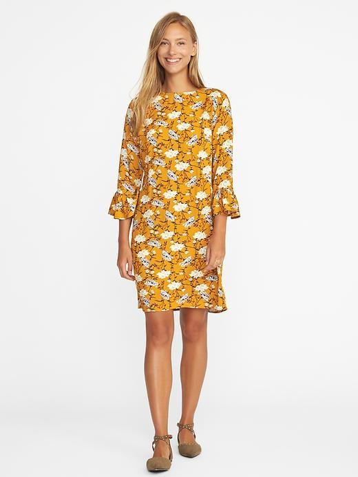 Old Navy Ruffle Sleeve Shift Dress For Women - Yellow Floral