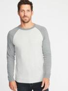 Old Navy Mens Color-block Raglan-sleeve Sweater For Men Oatmeal Size Xs