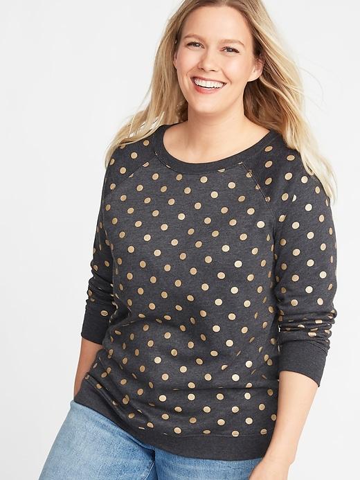 Old Navy Womens Patterned French Terry Plus-size Sweatshirt Gray Dot Size 2x