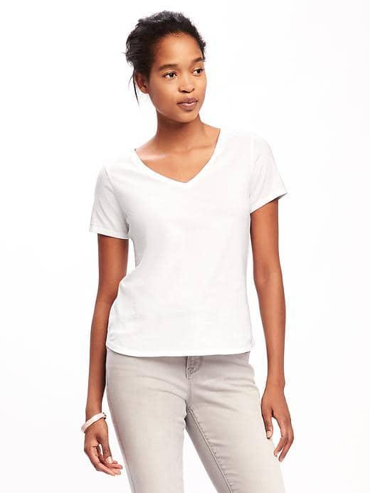 Old Navy Everywear Relaxed V Neck Tee For Women - Cream