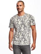 Old Navy Linen Blend Crew Neck Tee For Men - White Palm Print