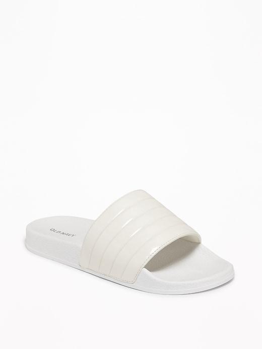 Tubular Faux-leather Pool Slide Sandals For Women