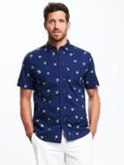Old Navy Slim Fit Built In Flex Summer Weight Oxford Shirt For Men - Night Flight