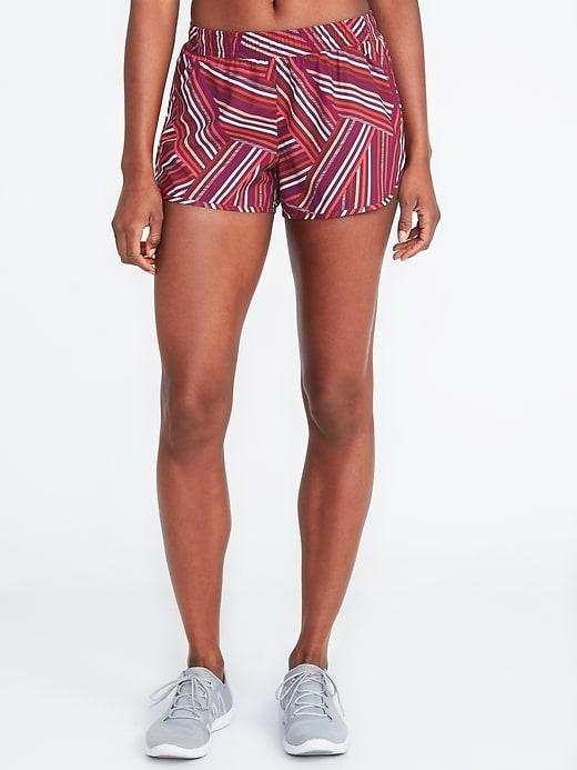Old Navy Womens Semi-fitted Run Shorts For Women Saucy Red Stripe Size L