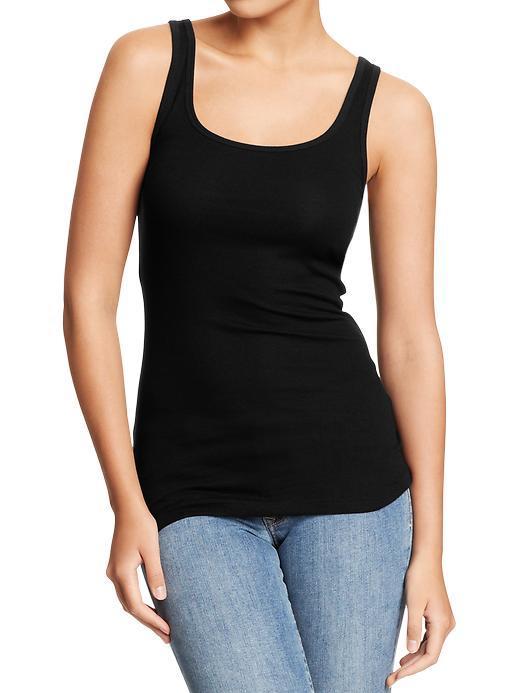 Old Navy Womens Perfect Rib Knit Tanks - Black Jack