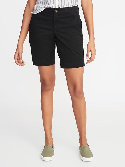 Mid-rise Twill Everyday Bermuda Shorts For Women - 9-inch Inseam