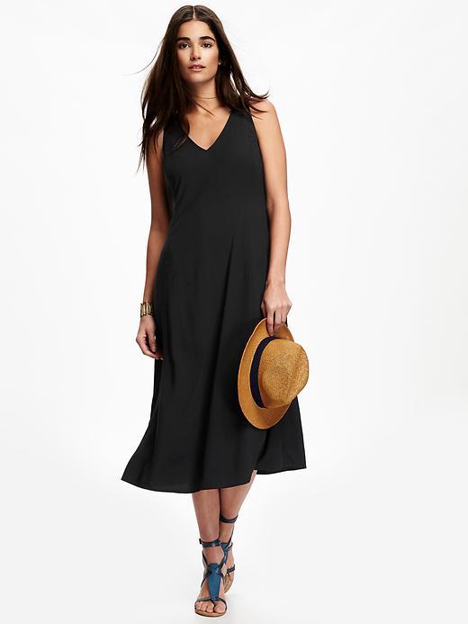 Old Navy V Neck Midi Dress For Women - Black