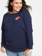 Old Navy Womens Americana Plus-size French-terry Sweatshirt Lost At Sea Navy Size 1x
