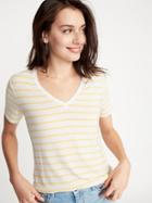 Striped Luxe V-neck Tee For Women