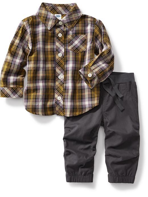 Old Navy Plaid Shirt And Jogger Set - Yellow Plaid