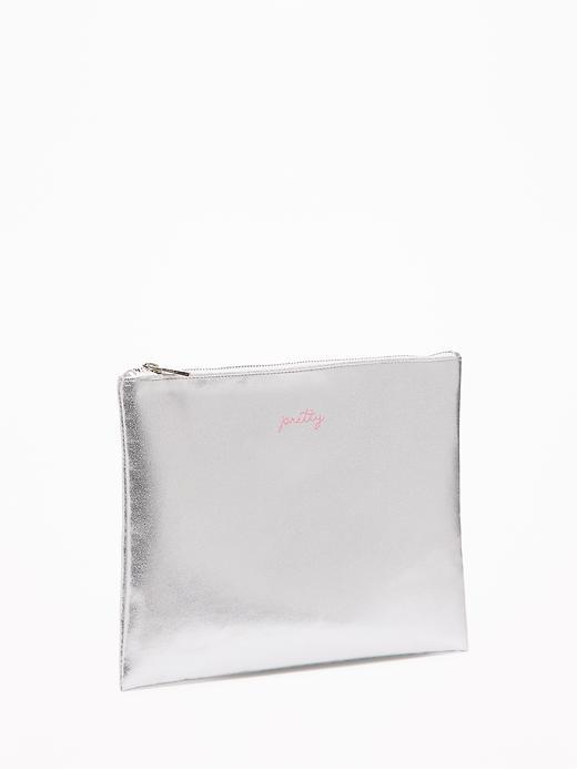 Old Navy Metallic Cosmetic Clutch - Silver