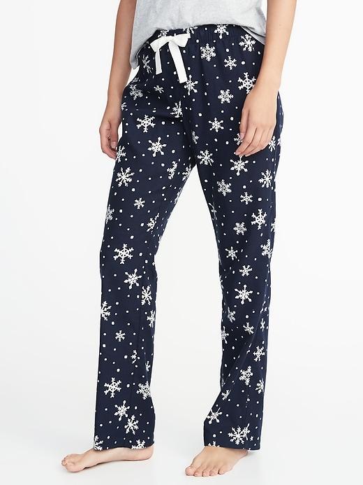 Old Navy Womens Patterned Flannel Sleep Pants For Women Snowflakes Size M