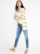 Old Navy Womens Open-front Long-line Sweater For Women Lemon Stripe Size Xxl
