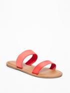 Old Navy Womens Double-strap Mixed-fabric Sandals For Women Bright Coral Size 10