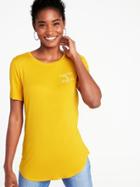 Old Navy Womens Luxe Curved-hem Graphic Tee For Women Squash Size M
