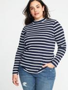 Old Navy Womens Mock-neck Plus-size Rib-knit Top Navy Stripe Size 3x