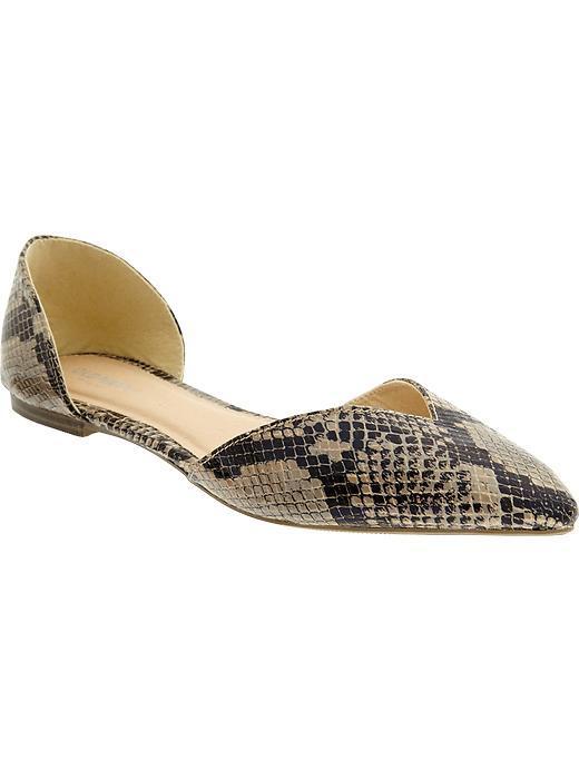 Old Navy Old Navy Womens Snakeskin Print Dorsay Flats - Snake