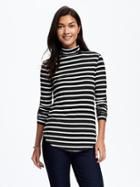 Old Navy Womens Semi-fitted Turtleneck Tee For Women White Stripe Size Xl