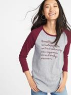 Old Navy Womens Relaxed Graphic Raglan-sleeve Tee For Women Limitless, Unstoppable, Extraordinary, Courageous, One & Only Woman Size Xs