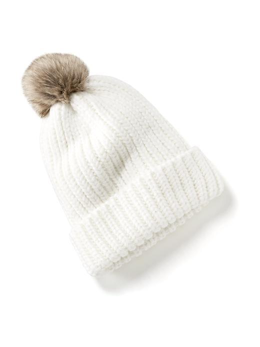 Old Navy Sweater Knit Pom Pom Beanie For Women - Sea Salt