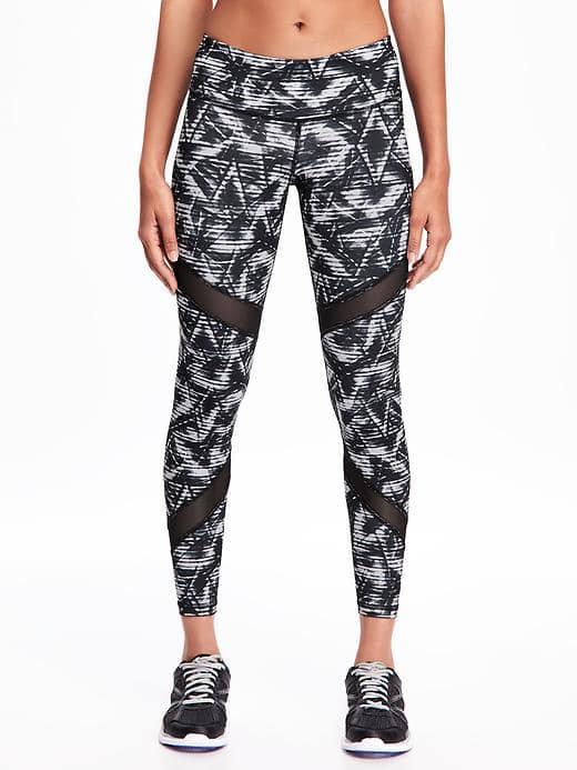 Old Navy Mesh Trim Compression Leggings For Women - Black/white Bottom