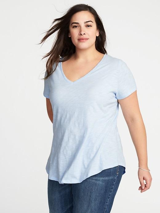 Old Navy Womens Everywear Plus-size Slub-knit V-neck Tee Just Chill Size 1x