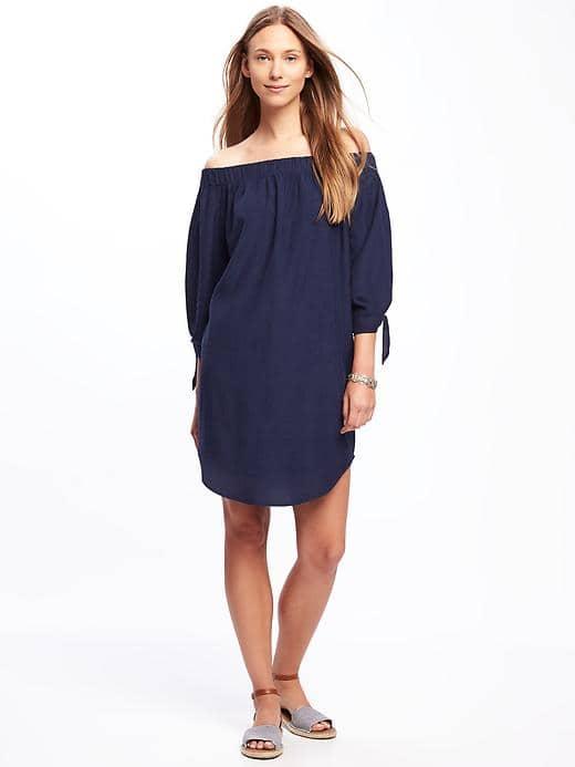 Old Navy Off The Shoulder Shift Dress For Women - Lost At Sea Navy