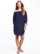 Old Navy Off The Shoulder Shift Dress For Women - Lost At Sea Navy