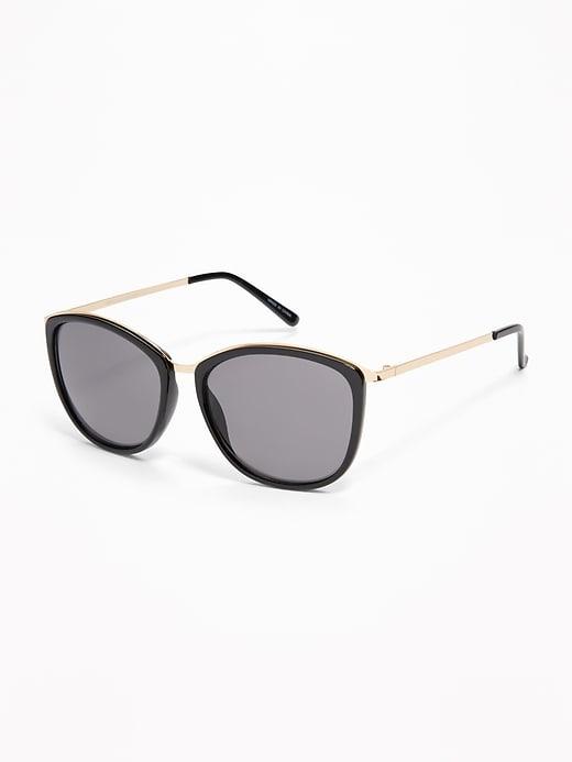 Old Navy Womens Mixed-material Sunglasses For Women True Black Size One Size