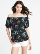 Old Navy Womens Relaxed Bubble-sleeve Top For Women Black Floral Size L