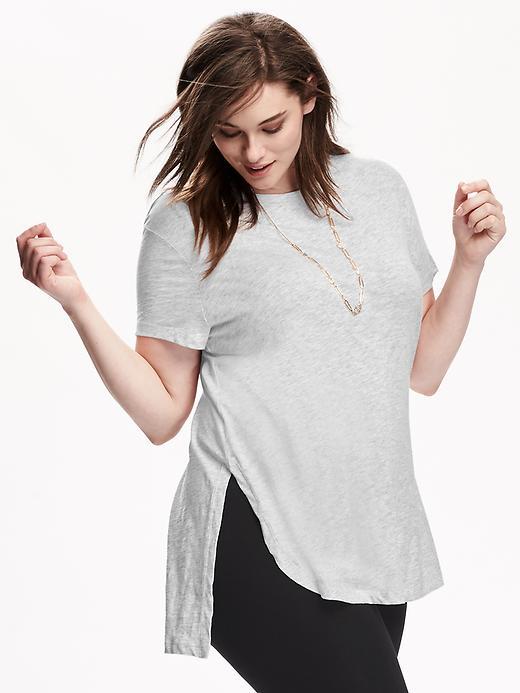 Old Navy Short Sleeve Hi Lo Plus - Light Heather Gray