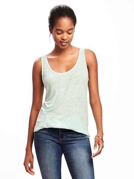 Old Navy Relaxed Linen Blend Curved Hem Tank For Women - Mini Mint